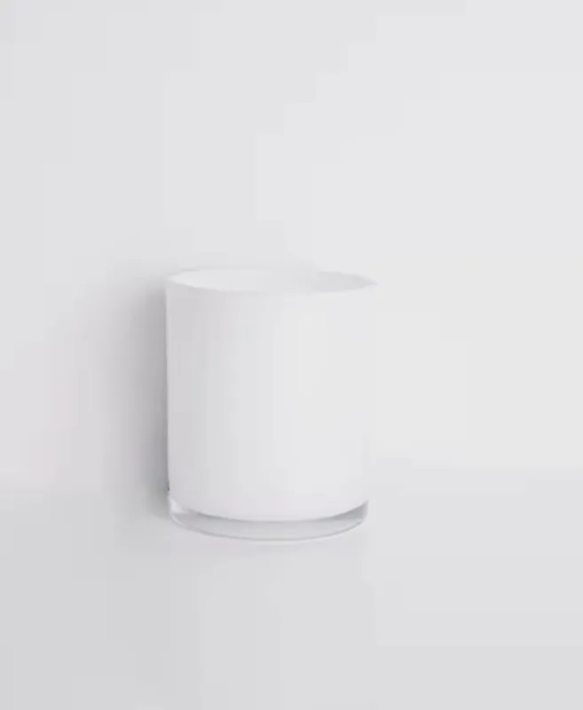 Glass Candle Jar Glossy White 8x9