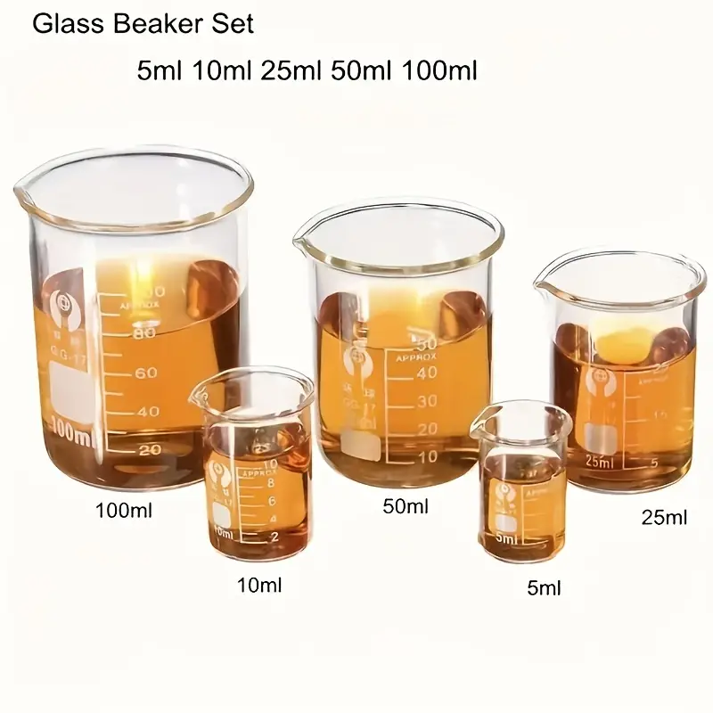 5pcs Lab Glass Beaker Set